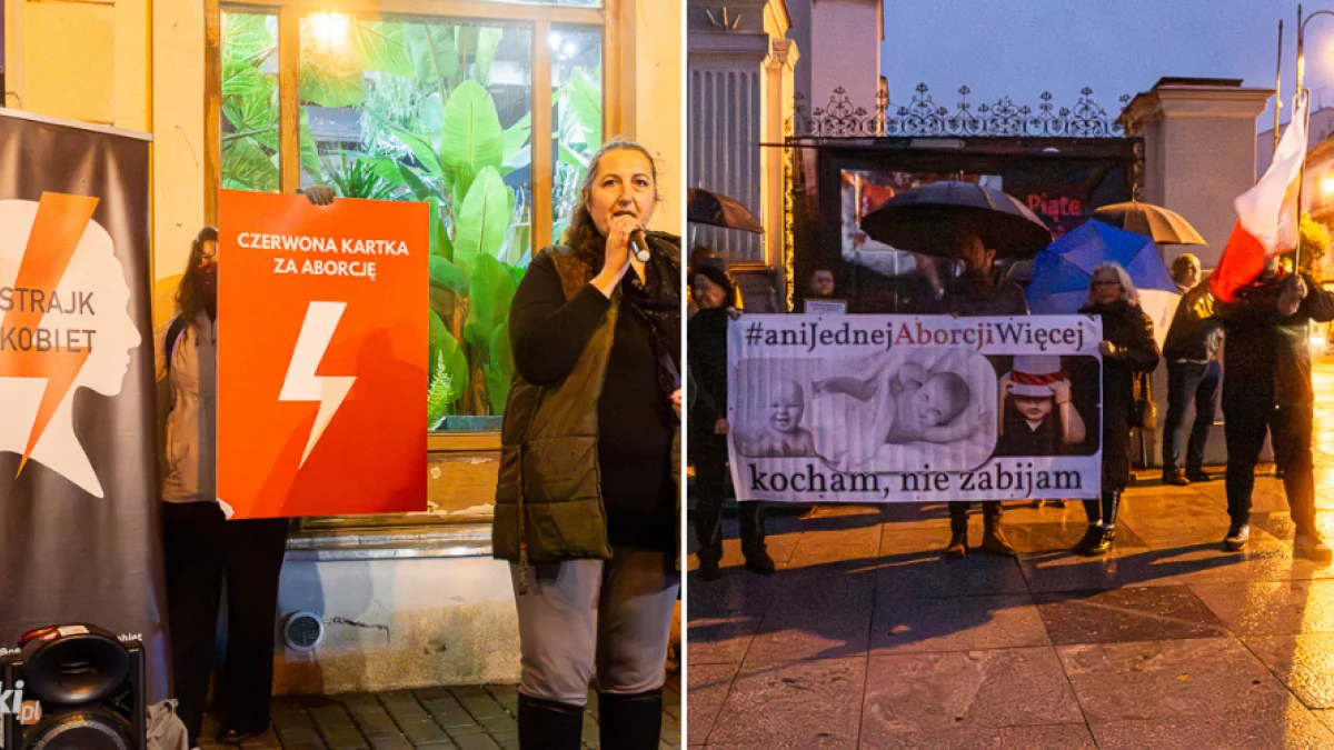 Dwie manifestacje zderzyły się w centrum Piotrkowa. Czerwona kartka kontra dziecięcy płacz